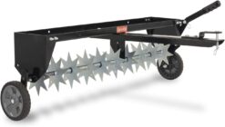 Agri-Fab 45-0544 40 inch Tow Behind Spike Aerator for Aerating Lawns; 10 Galvanized Steel Spike Disks, Universal Hitch, Black