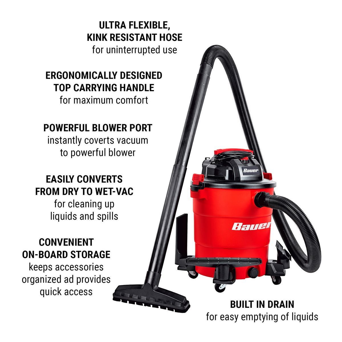 BAUER 14 Gallon Wet Dry Vacuum1