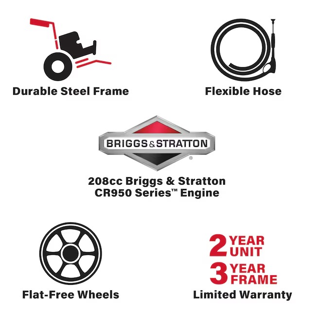 Briggs & Stratton 22018 Medium Duty 3000 PSI 2.3-GPM Cold Water Gas Pressure Washer with 4 Spray Tips11_11zon
