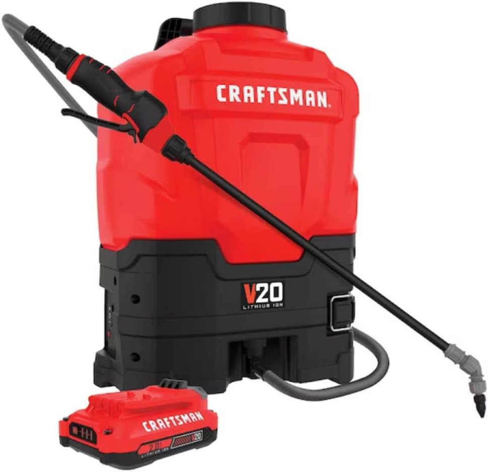 CRAFTSMAN 20V Lithium-ion Battery Powered 4 Gallon Backpack Sprayer CRAFTSMAN 20V* Lithium-ion Battery Powered 4 Gallon Backpack Sprayer
