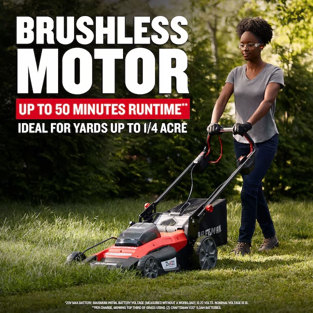 CRAFTSMAN CMCMWSP220P2 Self-Propelled Cordless Mower 20-volt 20-in Cordless Self-propelled Lawn Mower 5 Ah (2-Batteries and Charger Included)2_11zon