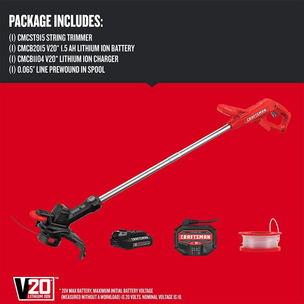 CRAFTSMAN CMCST915C1 V20 Cordless 10 in. WEEDWACKER® String Trimmer and Edger Kit9