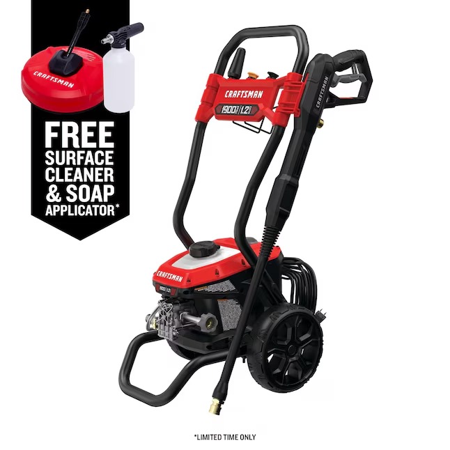 CRAFTSMAN CMEPW1900VA 1900-PSI 1.2-GPM Cold Water Electric Pressure washer with 3 Spray Tips and Surface Cleaner6_11zon