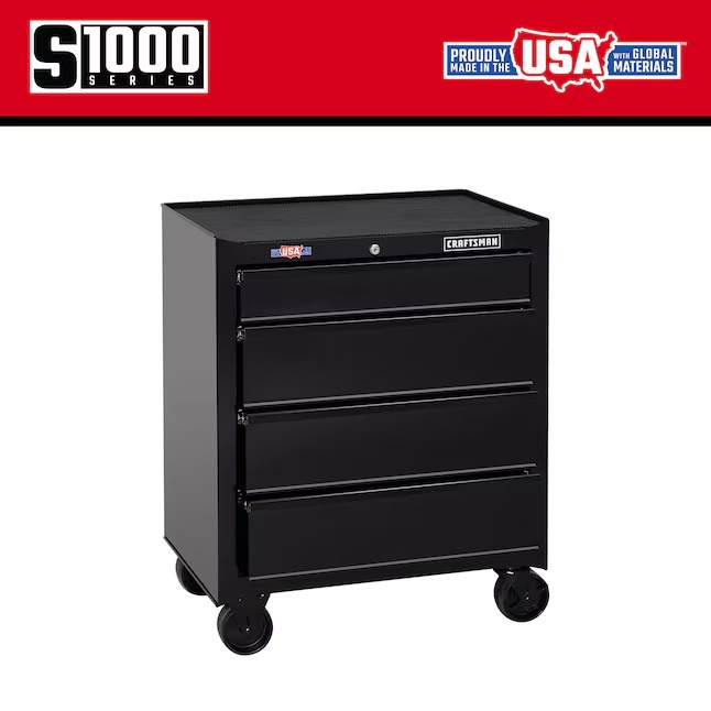 CRAFTSMAN CMST22741BK 1000 Series 26.5-in W x 32.5-in H 4 -Drawer Steel Rolling Tool Cabinet ( Black )3_11zon