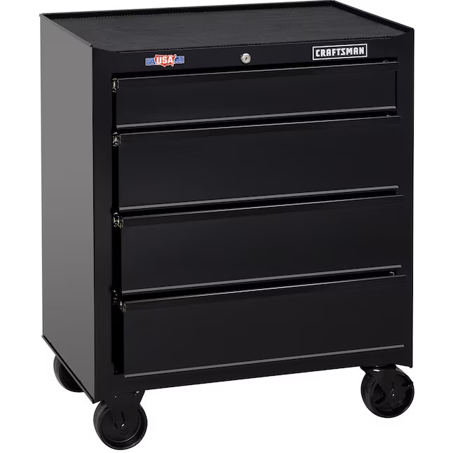 CRAFTSMAN CMST22741BK 1000 Series 26.5-in W x 32.5-in H 4 -Drawer Steel Rolling Tool Cabinet ( Black )_11zon CRAFTSMAN CMST22741BK 1000 Series 26.5-in W x 32.5-in H 4 -Drawer Steel Rolling Tool Cabinet ( Black )