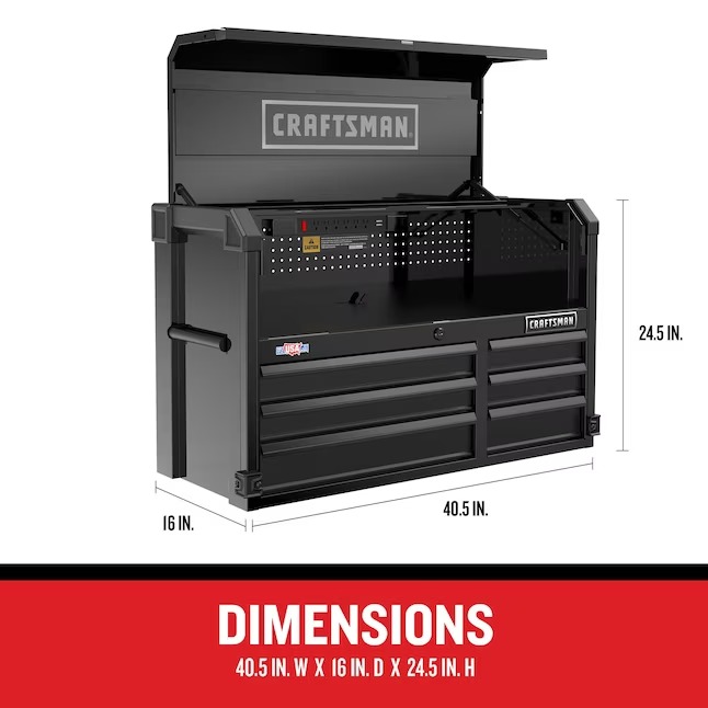 CRAFTSMAN CMST98259BK Premium 2000 Series 40.5-Inches W x 24.5-Inches H x 16-Inches D 6 -Drawer Steel Tool Chest ( Black )6_11zon