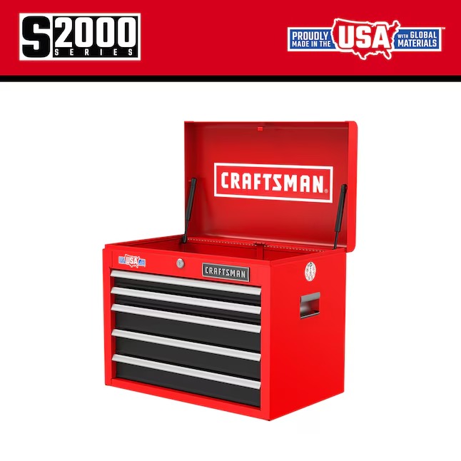 CRAFTSMAN CMST98263RB 2000 Series 26-Inches W x 19.75-Inches H x 16-Inches D 5 -Drawer Steel Tool Chest ( Red )1_11zon
