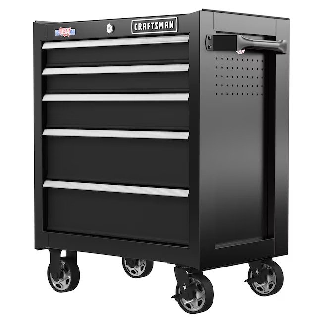 CRAFTSMAN CMST98264BK 2000 Series 26.5-Inches W x 34-Inches H 5 -Drawer Steel Rolling Tool Cabinet ( Black )_11zon CRAFTSMAN CMST98264BK 2000 Series 26.5-Inches W x 34-Inches H 5 -Drawer Steel Rolling Tool Cabinet ( Black )