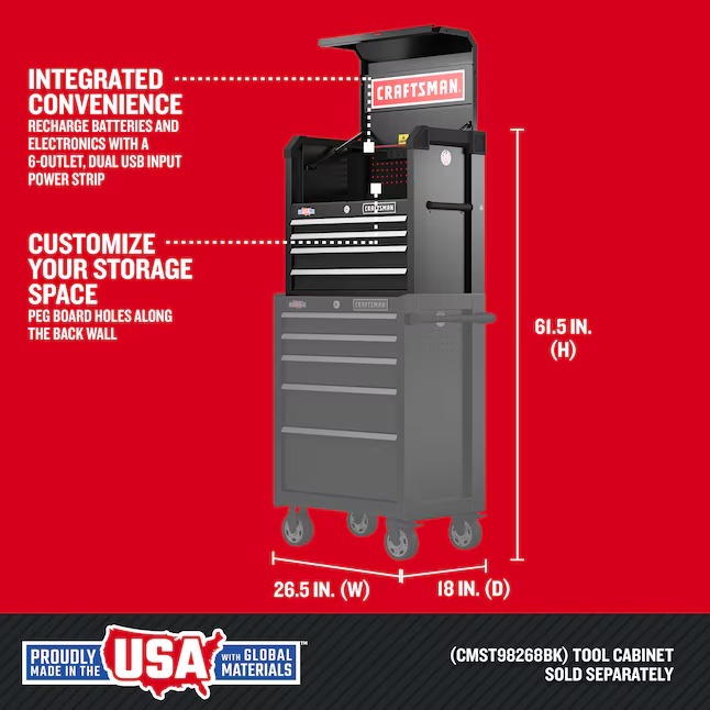 CRAFTSMAN CMST98267BK 2000 Series 26-Inches W x 24.7-Inches H x 16-Inches D 4 -Drawer Steel Tool Chest ( Black )1_11zon