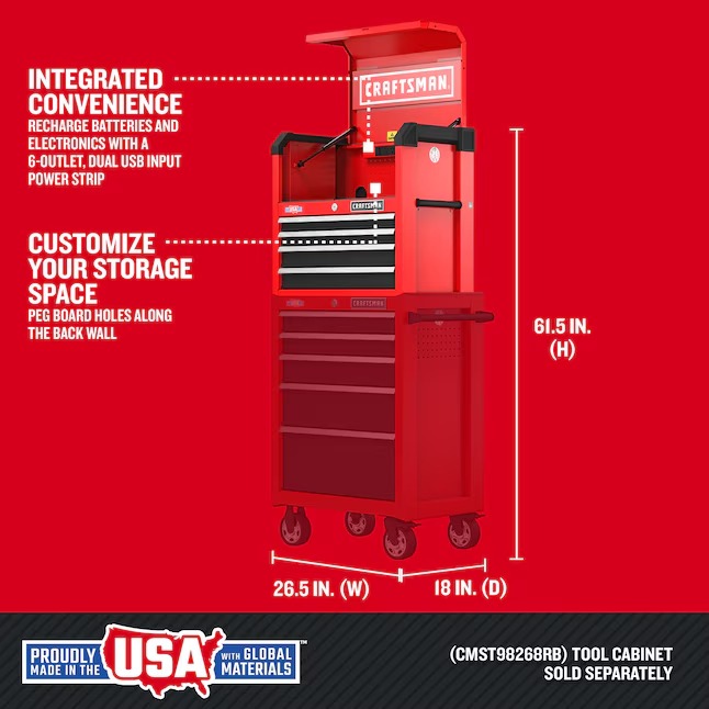 CRAFTSMAN CMST98267RB 2000 Series 26-Inches W x 24.7-Inches H x 16-Inches D 4 -Drawer Steel Tool Chest ( Red )1_11zon