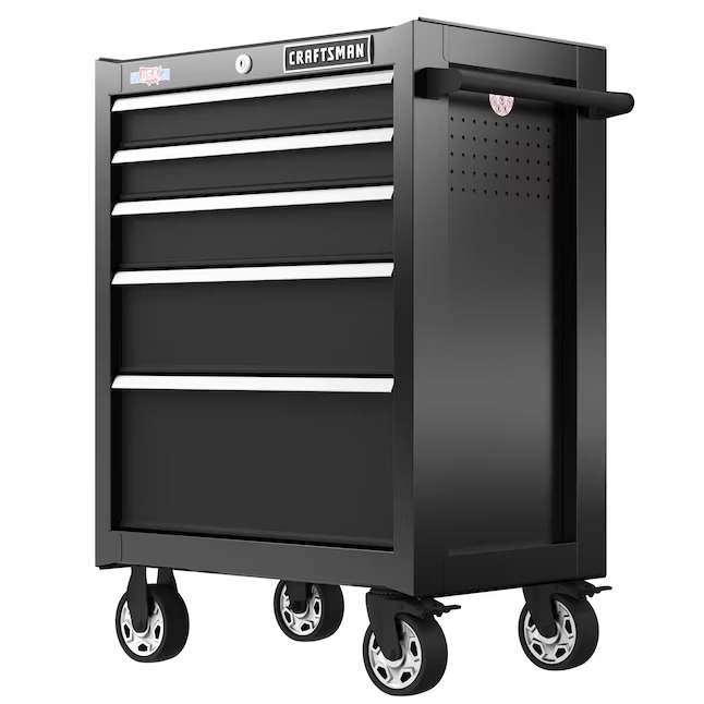 CRAFTSMAN CMST98268BK 2000 Series 26.5-Inches W x 37.5-Inches H 5 -Drawer Steel Rolling Tool Cabinet ( Black )_11zon CRAFTSMAN CMST98268BK 2000 Series 26.5-Inches W x 37.5-Inches H 5 -Drawer Steel Rolling Tool Cabinet ( Black )