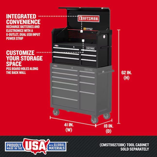 CRAFTSMAN CMST98269BK 2000 Series 40.5-Inches W x 24.7-Inches H x 16-Inches D 6 -Drawer Steel Tool Chest ( Black )1_11zon