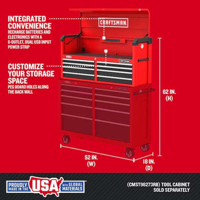 CRAFTSMAN CMST98272RB 2000 Series 51.5-Inches W x 24.7-Inches H x 16-Inches D 8 -Drawer Steel Tool Chest ( Red )1_11zon