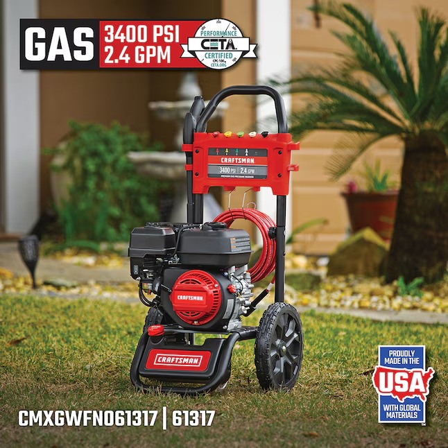 CRAFTSMAN CMXGWFN061317 (50-State) 3400-PSI 2.4-GPM Cold Water Gas Pressure washer with 4 Spray Tips2_11zon
