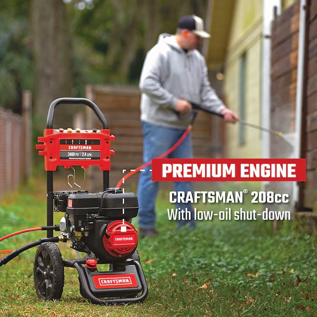 CRAFTSMAN CMXGWFN061317 (50-State) 3400-PSI 2.4-GPM Cold Water Gas Pressure washer with 4 Spray Tips7_11zon