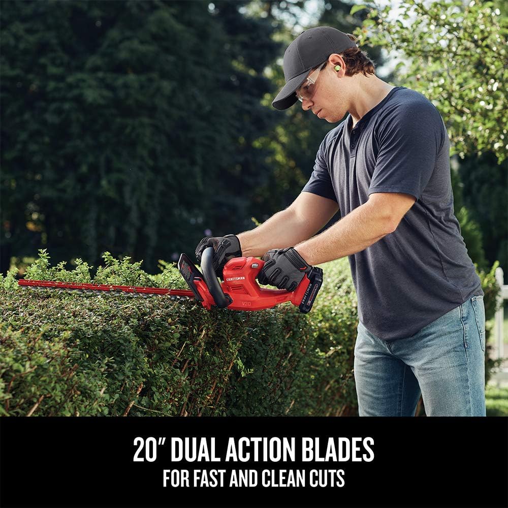 CRAFTSMAN V20 Cordless Hedge Trimmer, 20 inch, Battery and Charger Included (CMCHT810C1)2