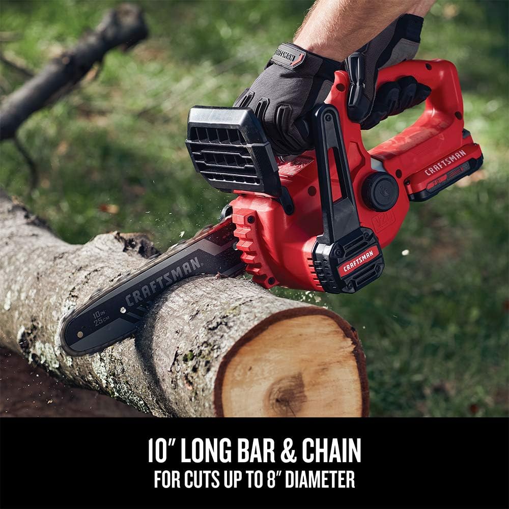 CRAFTSMAN V20 Mini Chainsaw, 10 inch, Battery and Charger Included (CMCCS610D1)3