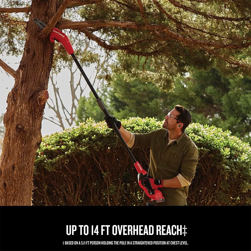 CRAFTSMAN V20 Pole Saw, Cordless, 14-Foot, 4.0Ah, Battery and Charger Included (CMCCSP20M1)9