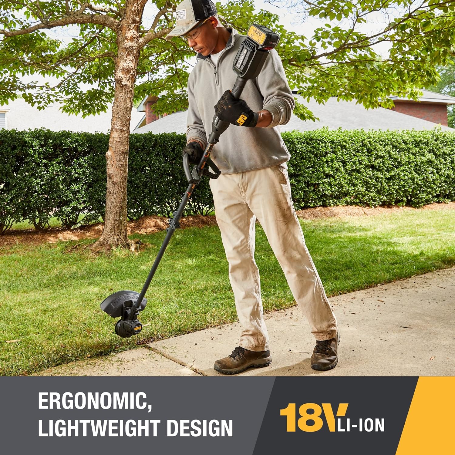 Cat DG210 18V Brushless 13” String Trimmer Cordless with Dual Line Bump Feed, Edger with Anti-Vibration Design, Easy Storage Weed Trimmer – Battery & Charger Included0