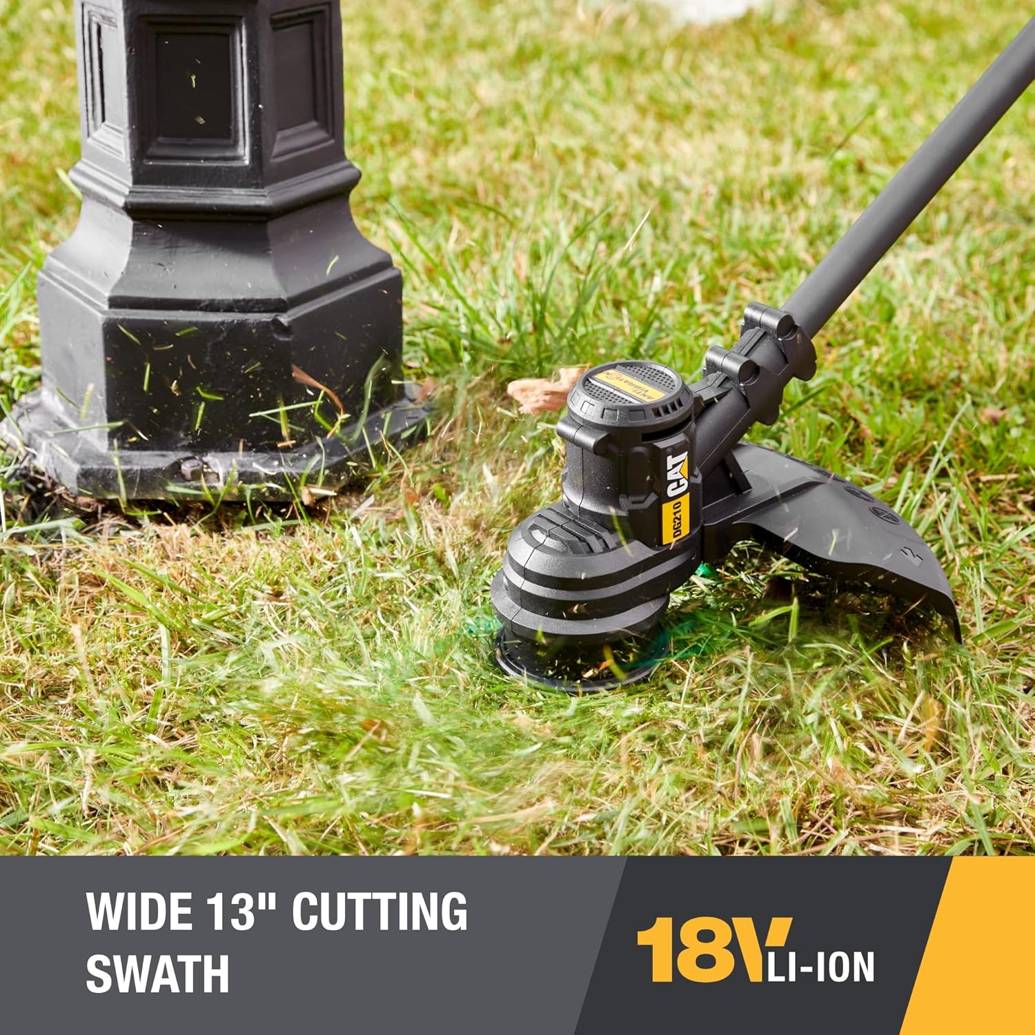 Cat DG210 18V Brushless 13” String Trimmer Cordless with Dual Line Bump Feed, Edger with Anti-Vibration Design, Easy Storage Weed Trimmer – Battery & Charger Included4