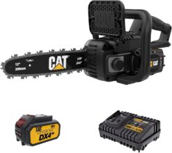 Cat DG230 18V Brushless 12” Chainsaw, Battery Chainsaw with Tool-Free Chain Tensioning, Electric Chainsaw Cordless with Inertia Chain Brake for Safety – Battery & Charger Included