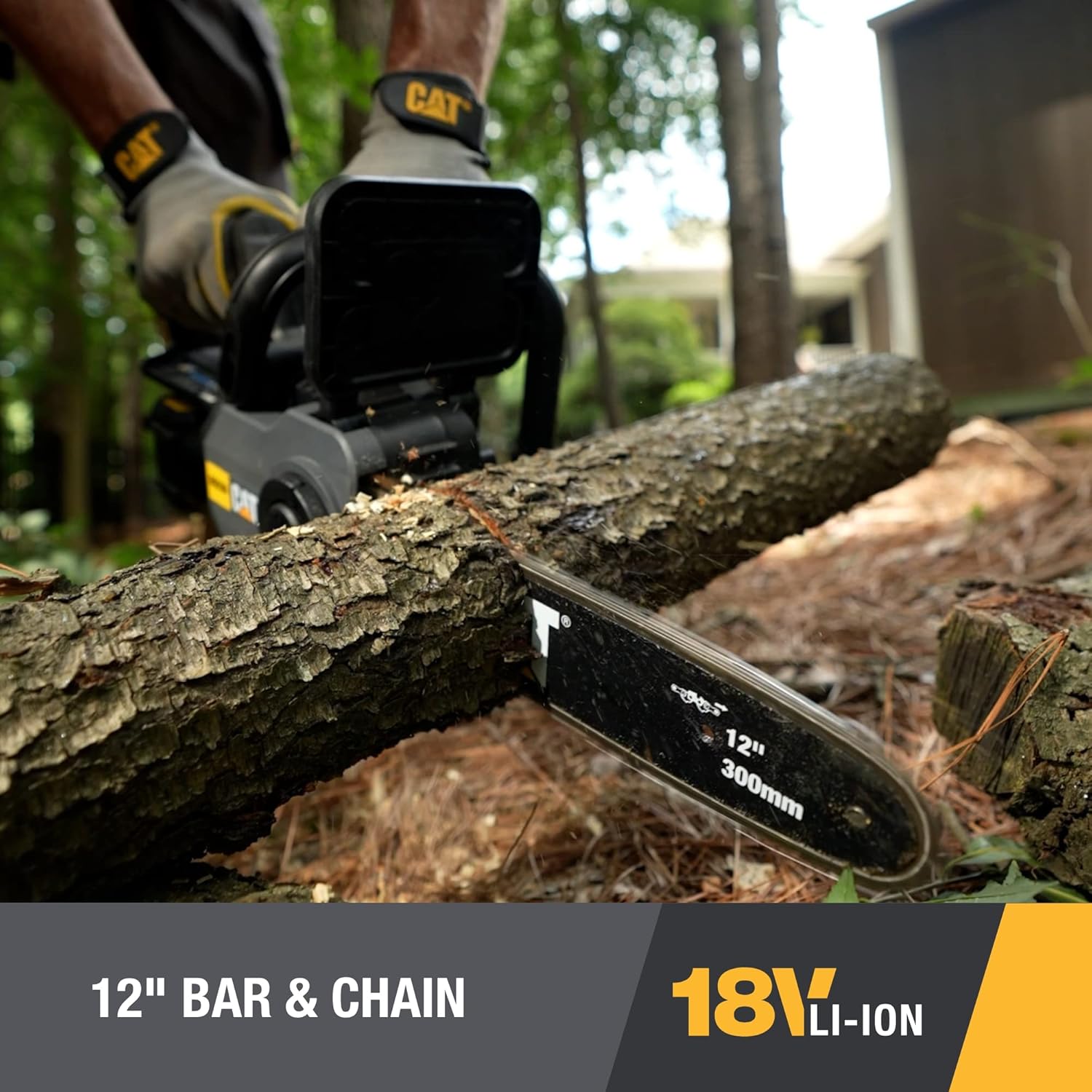 Cat DG230 18V Brushless 12” Chainsaw, Battery Chainsaw with Tool-Free Chain Tensioning, Electric Chainsaw Cordless with Inertia Chain Brake for Safety – Battery & Charger Included6