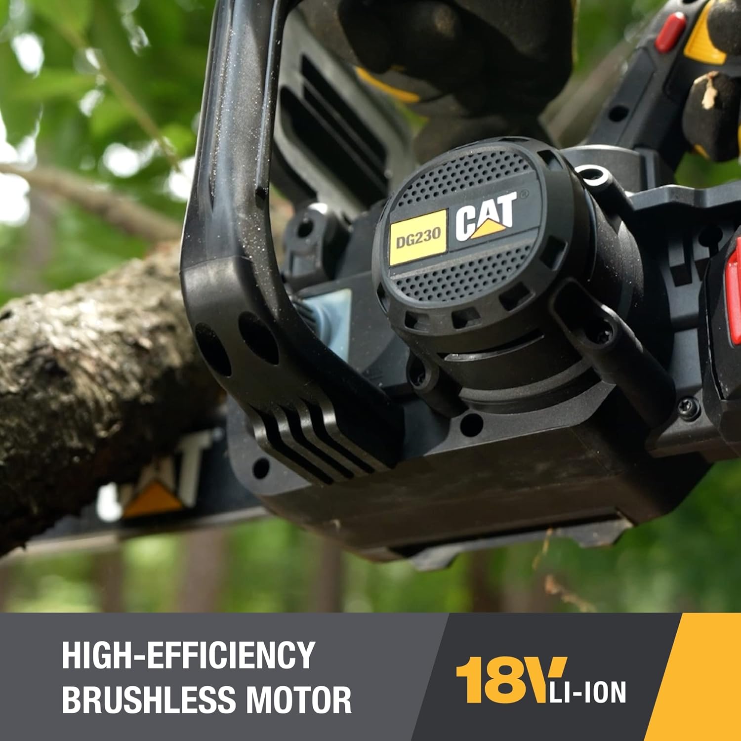 Cat DG230 18V Brushless 12” Chainsaw, Battery Chainsaw with Tool-Free Chain Tensioning, Electric Chainsaw Cordless with Inertia Chain Brake for Safety – Battery & Charger Included7