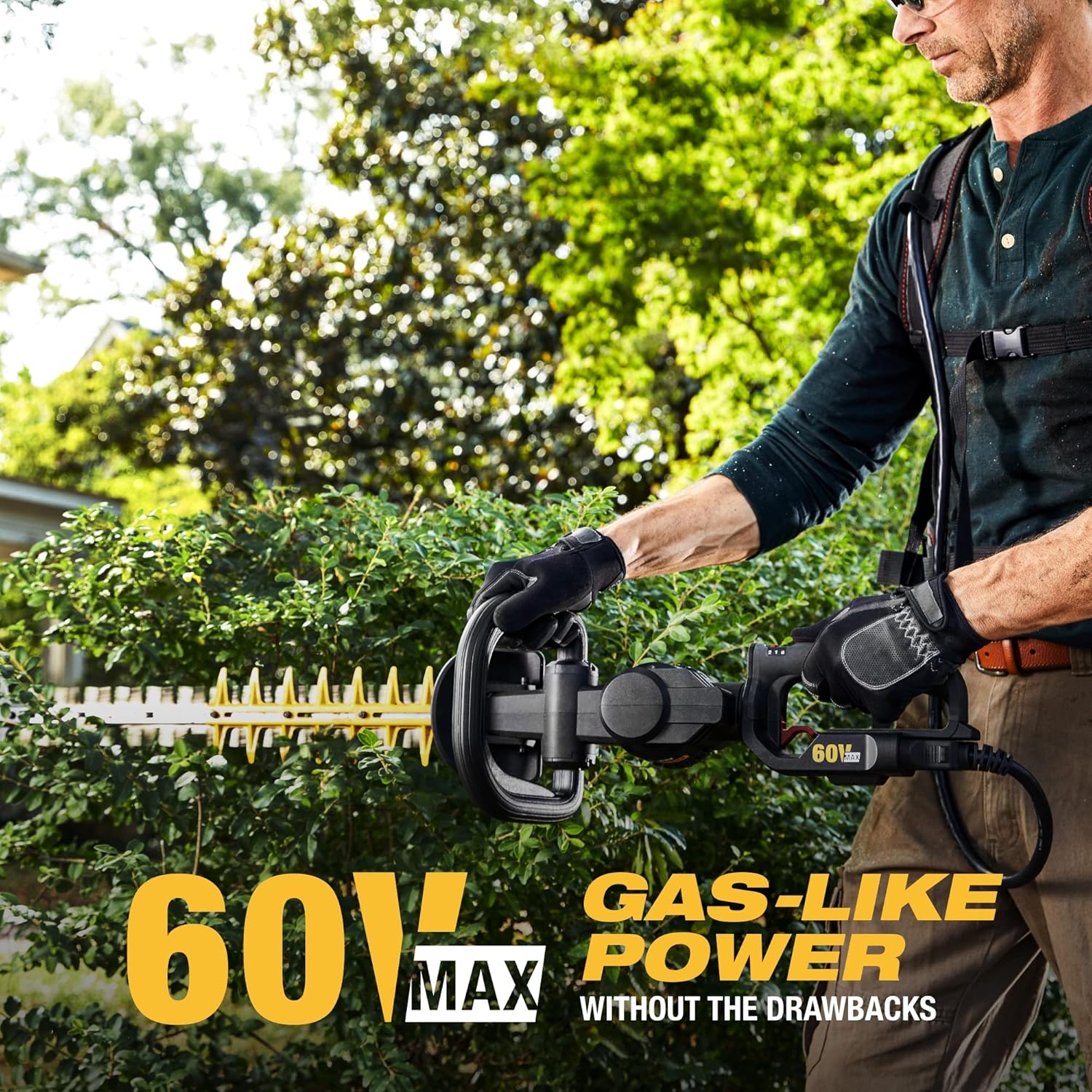Cat DG620 60V 25” Brushless 2-Speed Backpack Hedge Trimmer Cordless, Shrub Trimmer with Rotating Rear Handle, Lightweight Bush Trimmer Cordless – Battery & Charger Included0