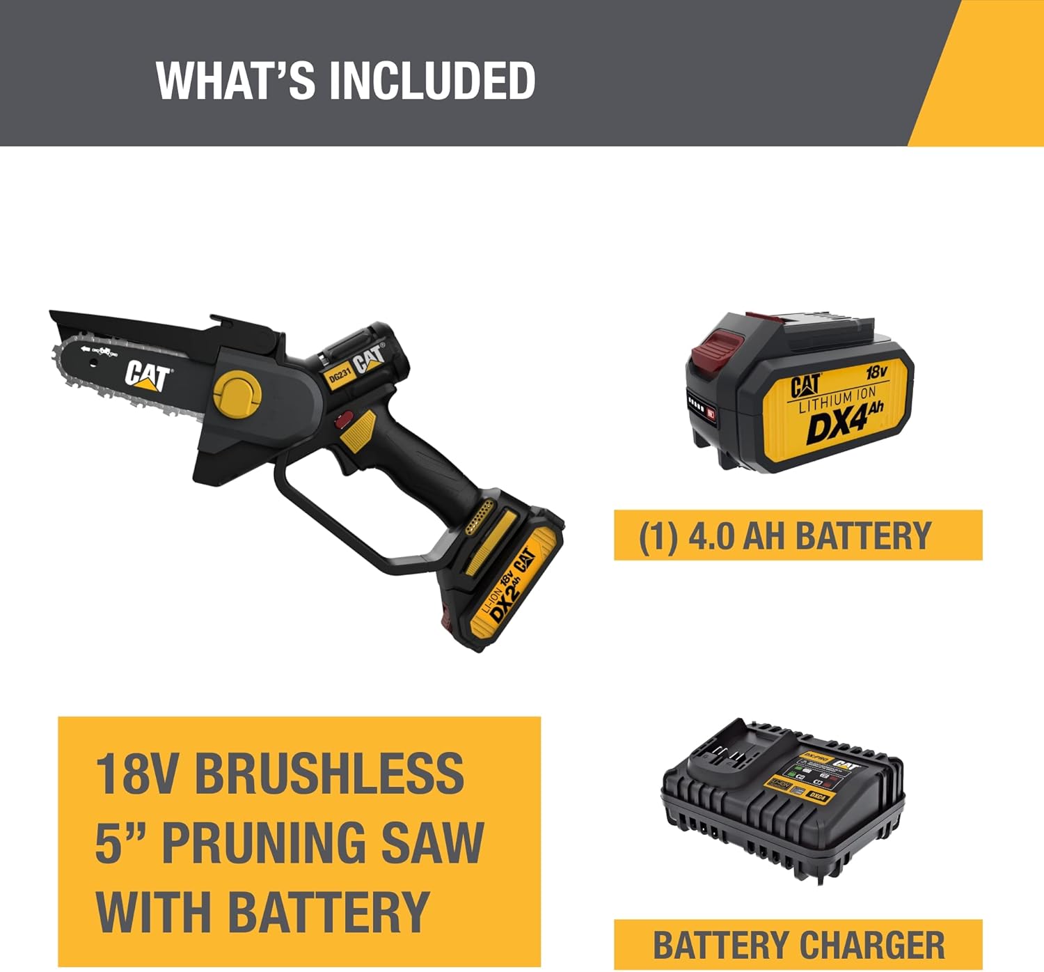 Cat® 18V Brushless 5” Pruning Saw (Battery & Charger Included) - DG2313
