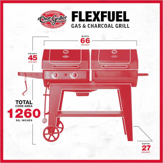 Char-Griller CG30282925 FlexFuel Black Liquid propane and charcoal Combo Grill8_11zon