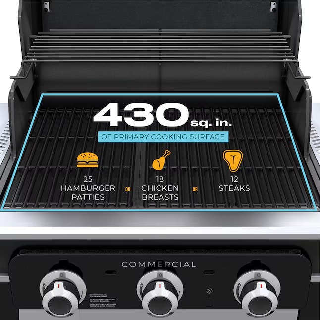 Charbroil 463364824 Commercial Series Grill and Griddle Combo Stainless Steel 3-Burner Infrared Liquid Propane and Natural Gas Grill16_11zon