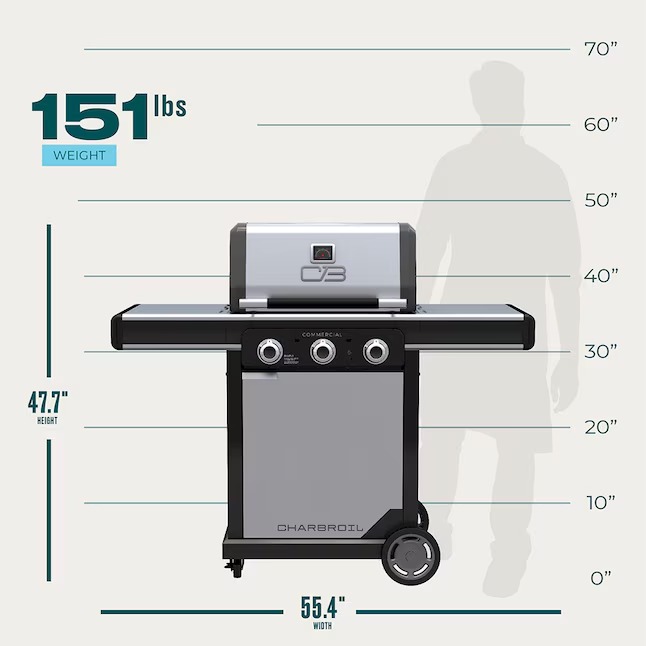 Charbroil 463364824 Commercial Series Grill and Griddle Combo Stainless Steel 3-Burner Infrared Liquid Propane and Natural Gas Grill17_11zon