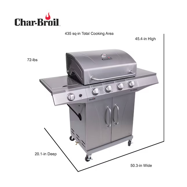 Charbroil 463366022 Performance Series Silver 4-Burner Liquid Propane Gas Grill with 1 Side Burner14_11zon