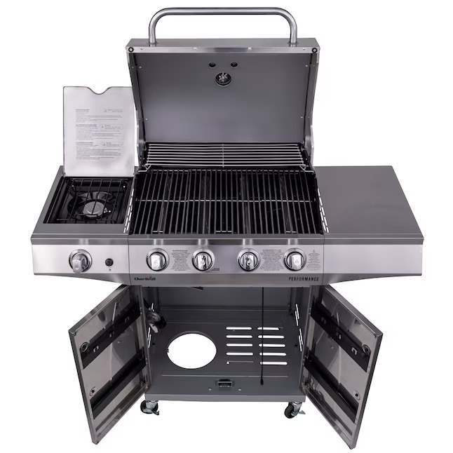 Charbroil 463366022 Performance Series Silver 4-Burner Liquid Propane Gas Grill with 1 Side Burner2_11zon