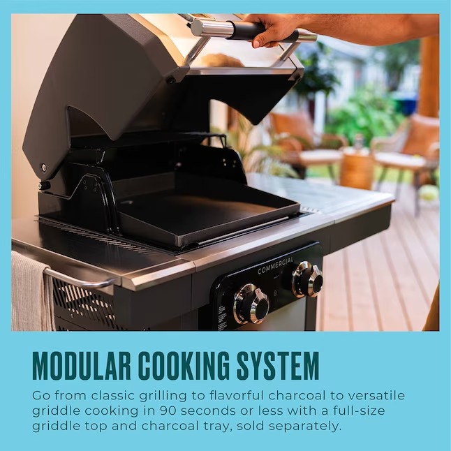 Charbroil 463657524 Commercial Series Grill and Griddle Combo Stainless Steel 2-Burner Infrared Liquid Propane and Natural Gas Grill0-_11zon