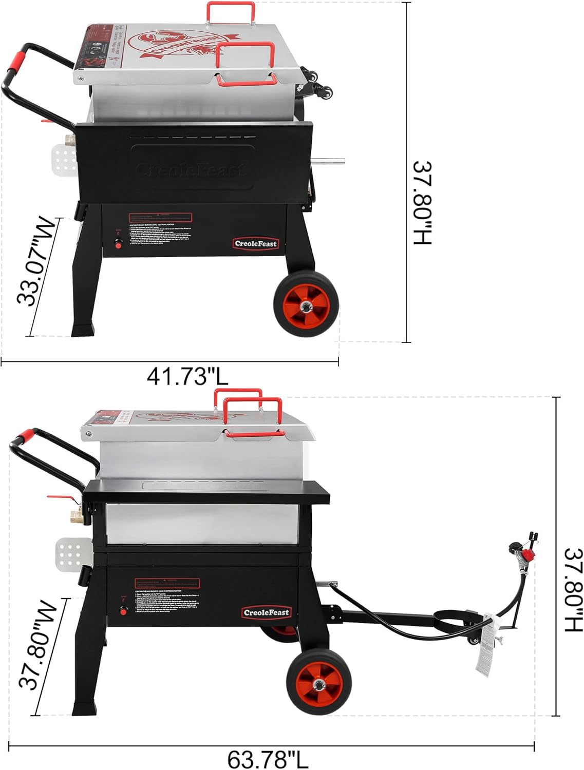 Creole Feast CFB1001A 90 QT Crawfish Boiler, Outdoor Single Sack Propane Gas Cooker with Folding Cylinder Mounting Bracket and Stirring Paddle for Seafood & Crawfish Season, Black3