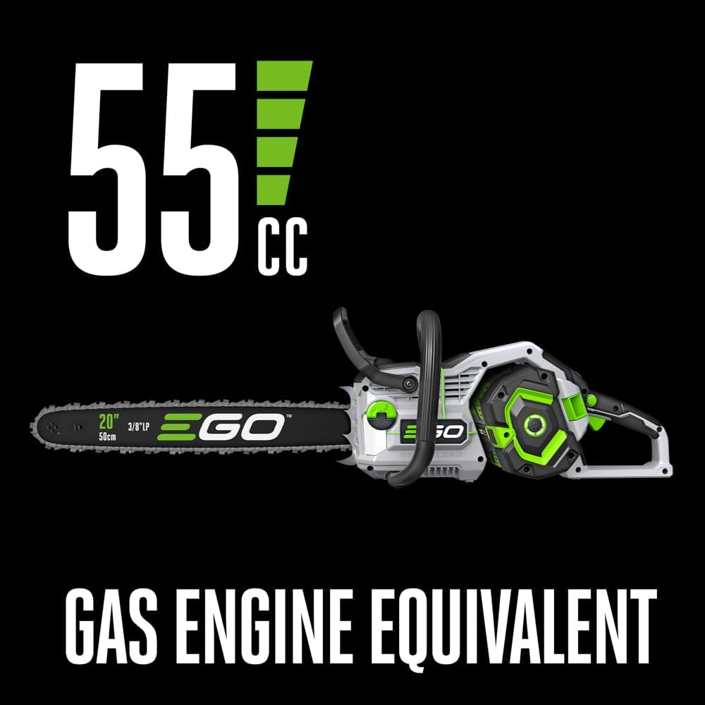 EGO POWER+ Chain Saw, 20” Battery Powered Chainsaw, Electric Cordless, Includes 56V 6.0Ah Battery and Charger – CS20053