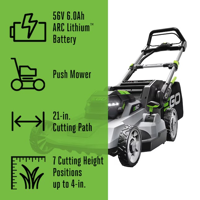 EGO POWER+ LM2114 600 Series 56-volt 21-in Cordless Push Lawn Mower 6 Ah (1-Battery and Charger Included)1_11zon
