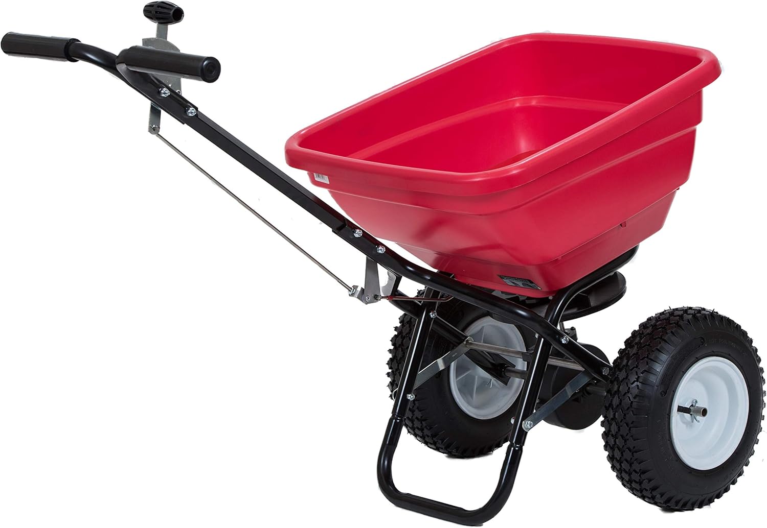 Earth Friendly Products EarthWay F80 80 LB (36 KG) Commercial Broadcast Spreader with Removable Standard Output Tray for Lawn Care Adjustable Handle Height and 13” Pneumatic Tires2