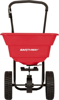 EarthWay 2050SU 80 LB (36 KG) Deluxe Heavy-Duty Walk-Behind Commercial Broadcast Spreader Pre-Assembled with 10 inch Poly Tires, Built-in Side Spread Control