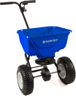 EarthWay 90365 Polar Tech 65 LB (29 KG) Professional Ice Melt Broadcast Walk Behind Spreader with 13" Pneumatic Tires, Adjustable Handle, and Solid Linkage Control