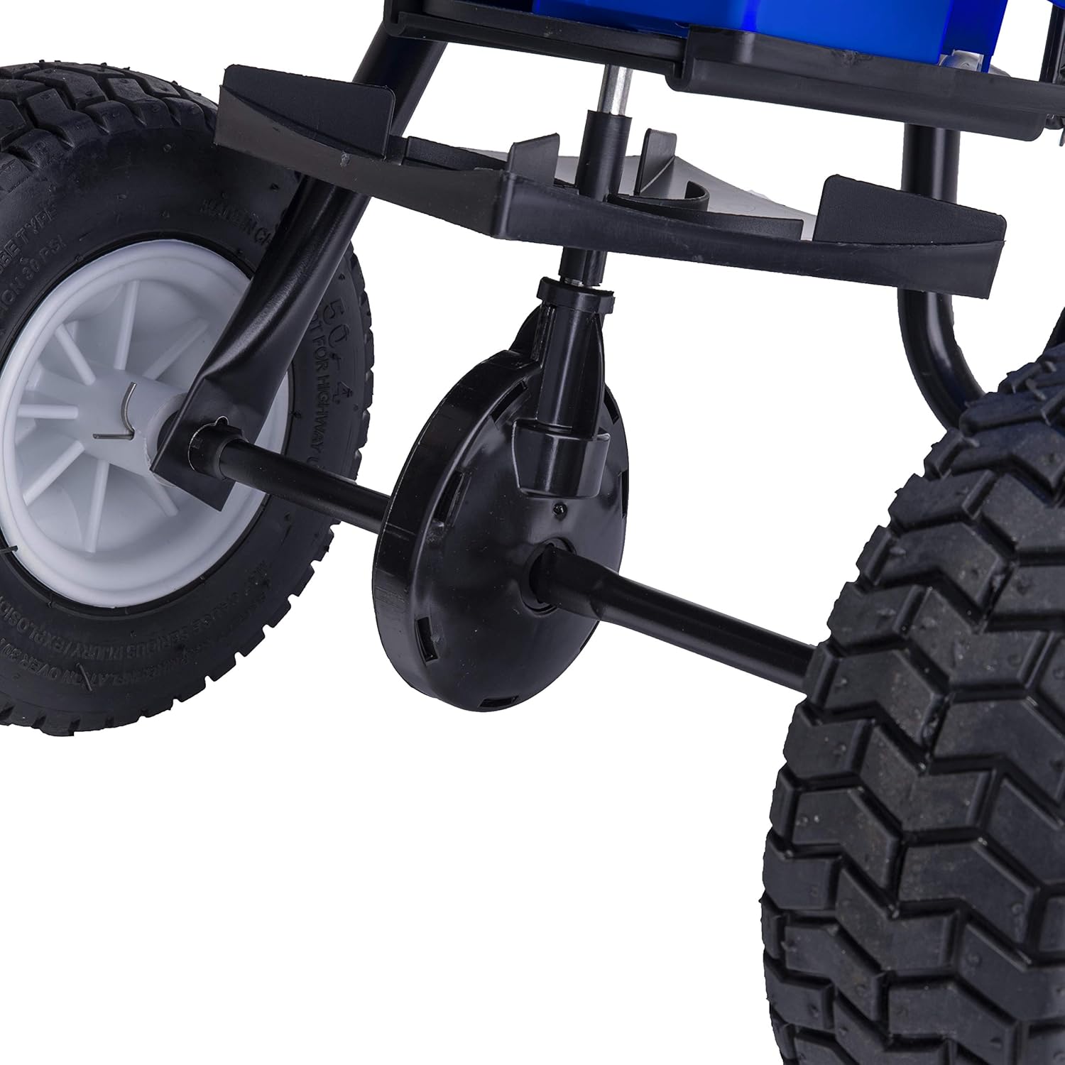 EarthWay Polar Tech 90950 50 LB Professional Ice Melt Broadcast Walk Behind Spreader with 9 Pneumatic Tires, High Output and Solid Linkage Control67