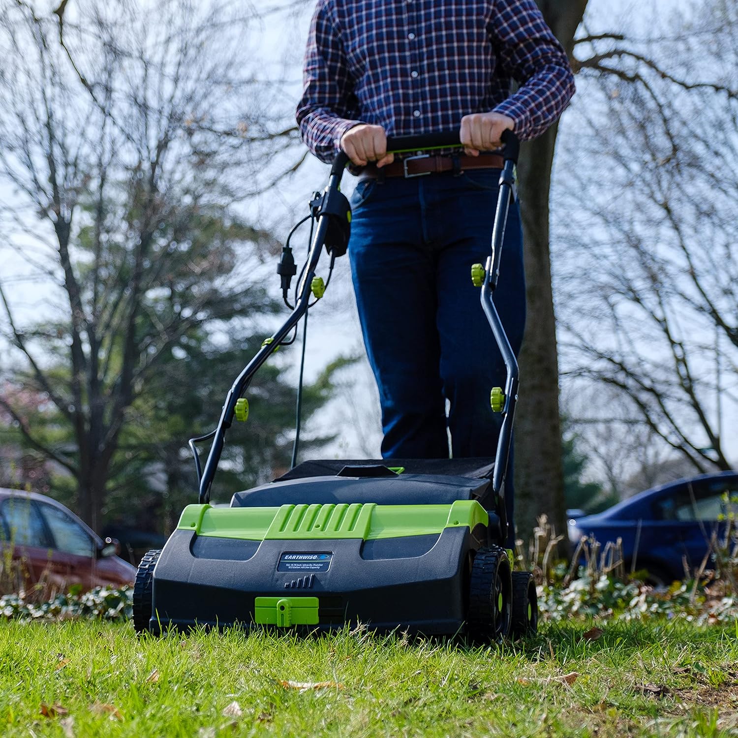Earthwise DT71613AA 13-Amp 16-Inch Corded Dethatcher with Scarifier Blade and Collection Bag-