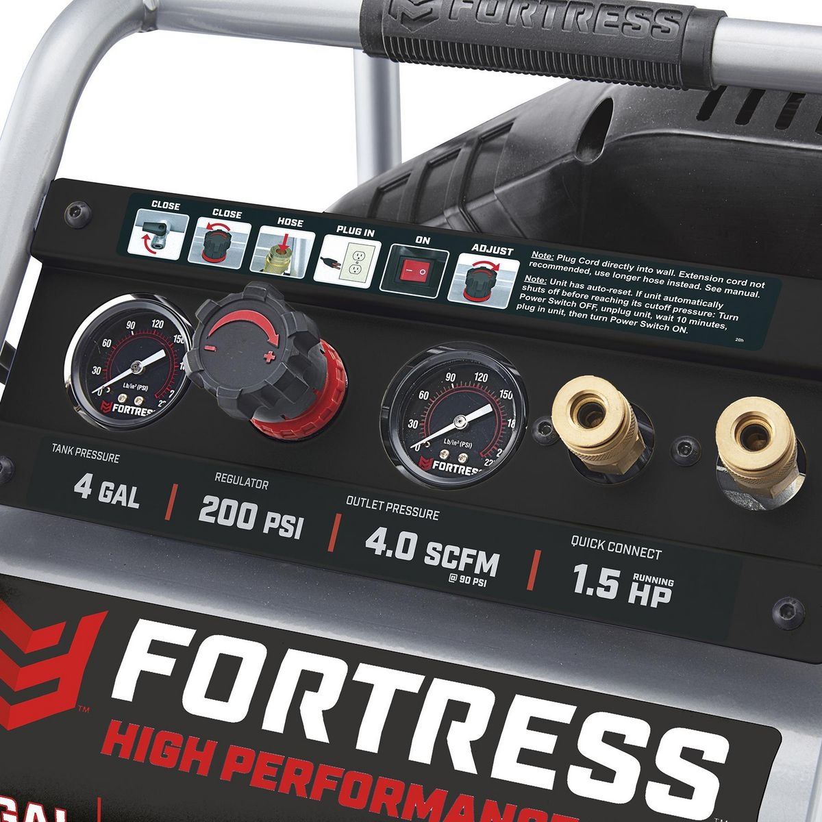 FORTRESS 4 Gallon, 200 PSI High Performance Oil-Free Hand Carry Jobsite Air Compressor6