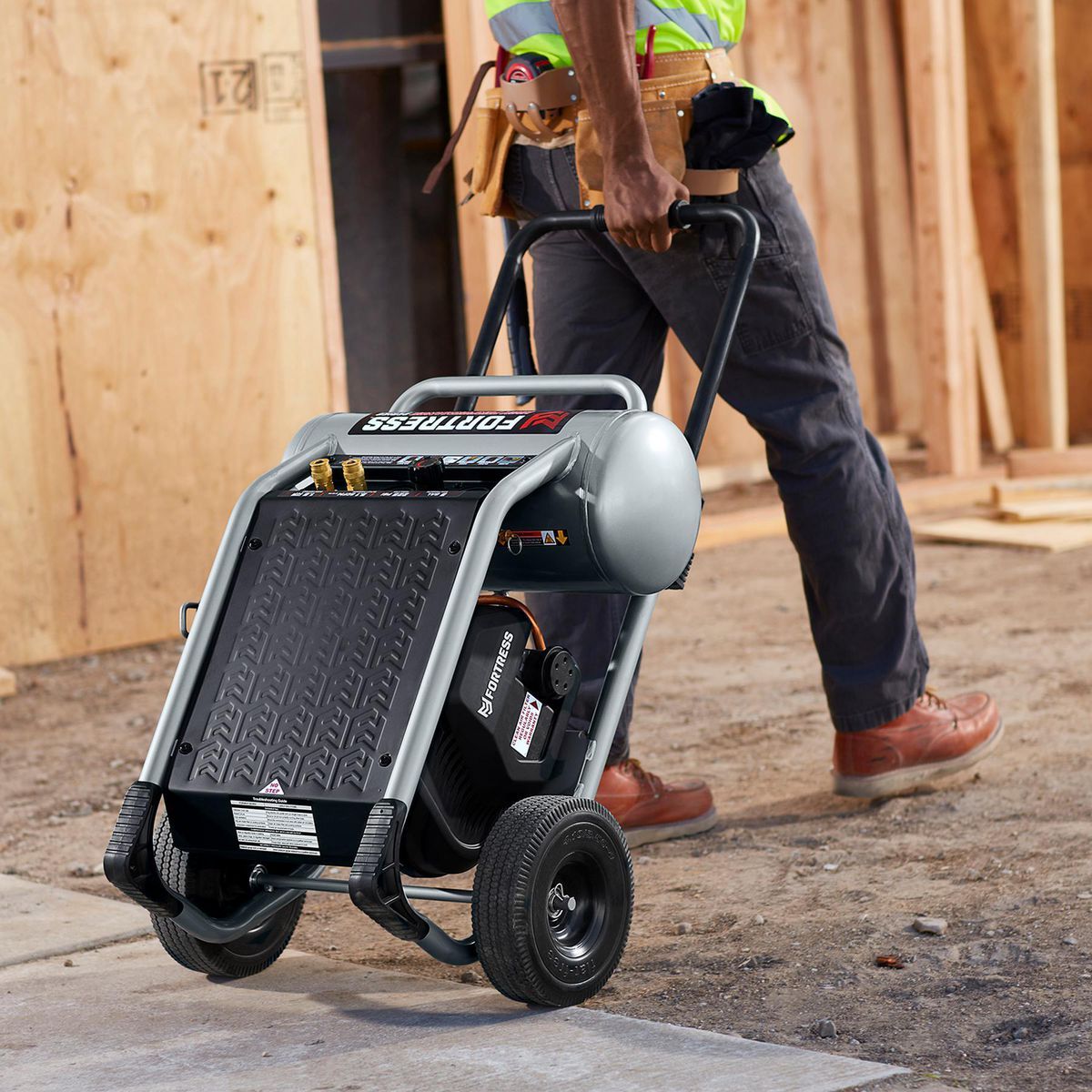 FORTRESS 5 Gallon, 225 PSI High Performance Oil-Free Wheeled Jobsite Air Compressor17