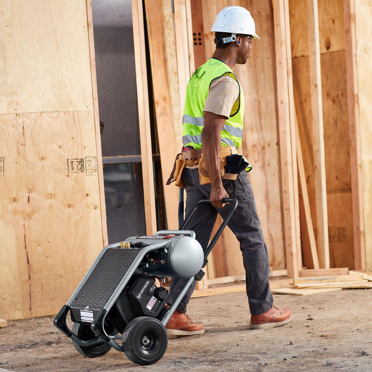 FORTRESS 5 Gallon, 225 PSI High Performance Oil-Free Wheeled Jobsite Air Compressor18