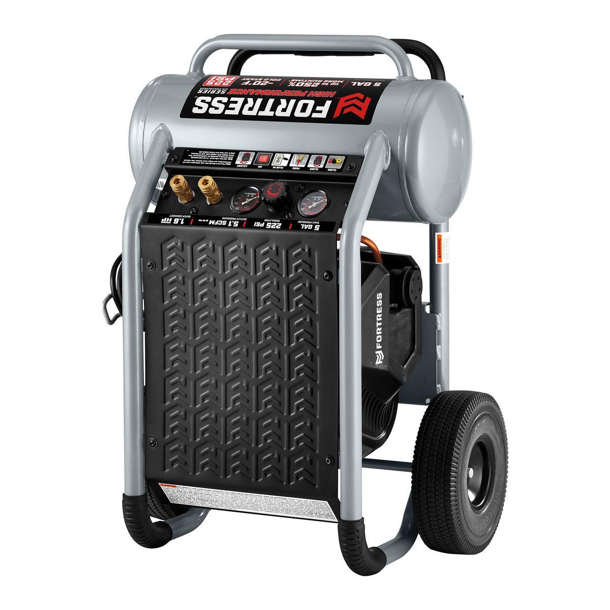 FORTRESS 5 Gallon, 225 PSI High Performance Oil-Free Wheeled Jobsite Air Compressor4