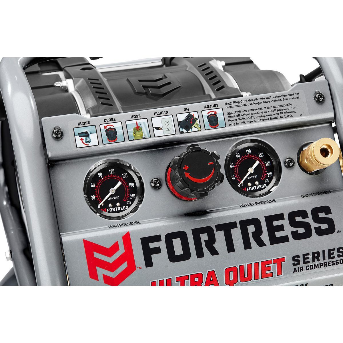 FORTRESS 6 Gallon, 150 PSI Ultra Quiet Oil-Free Pancake Jobsite Air Compressor9