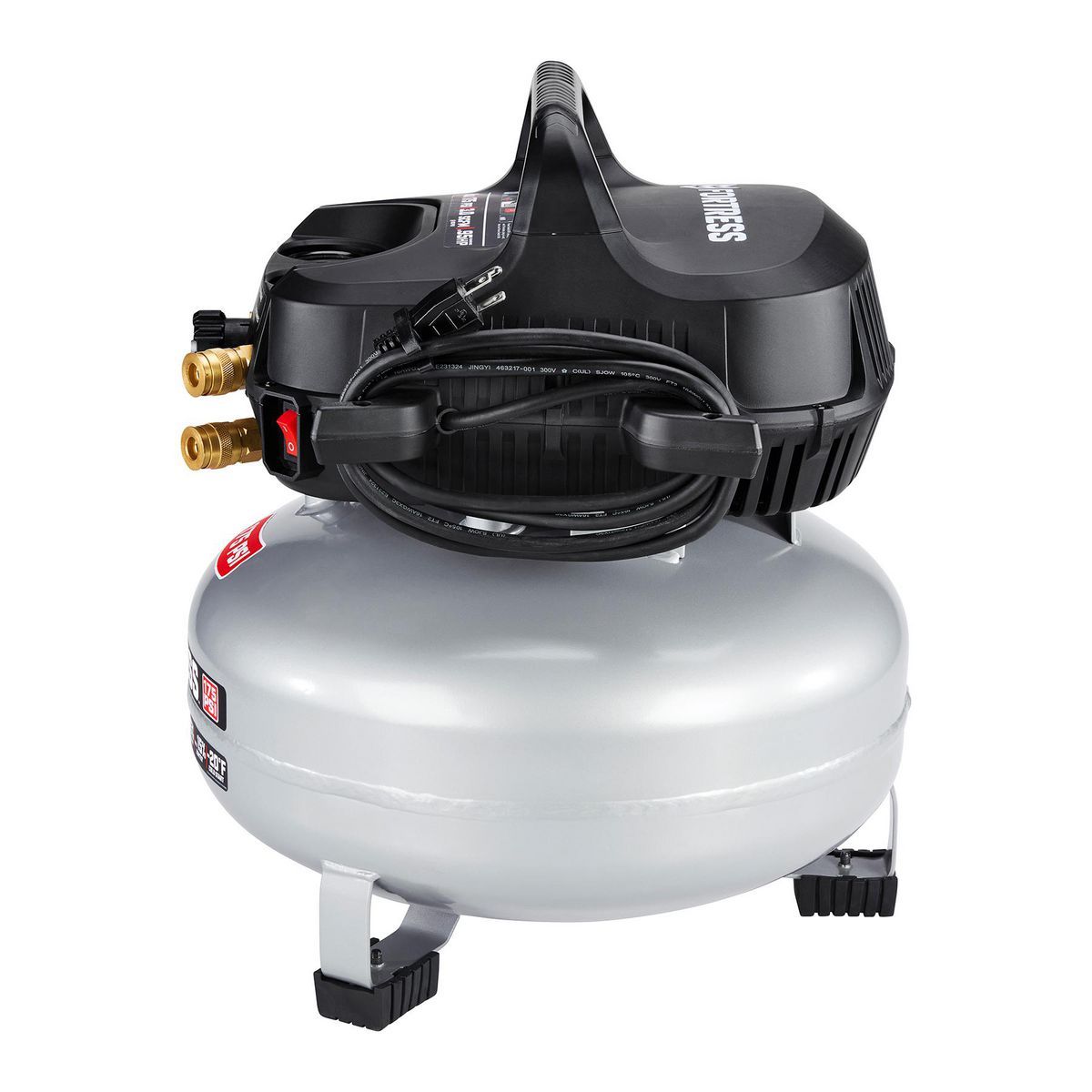 FORTRESS 6 Gallon, 175 PSI High Performance Oil-Free Pancake Jobsite Air Compressor6