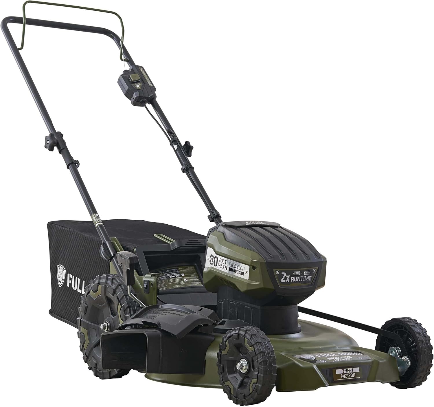 FULL BOAR M2150P2 80V Brushless 21 in. 3-in-1 Cordless Battery Walk Behind Push Lawn Mower, 2 Batteries (5.0Ah) +1 Charger Included1